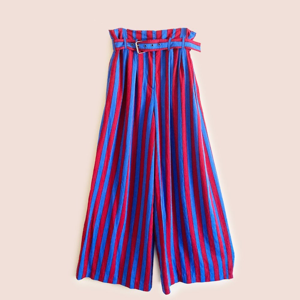 MAISON MARGIELA PIN STRIPED PALAZZO PANTS